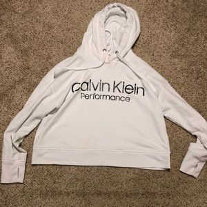 Calvin Klein Performance Cropped White Hoodie
